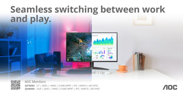 AOC Q24B36X și Q27B36X: monitoare QHD pentru task-urile de zi cu zi și sesiuni de gaming fluide